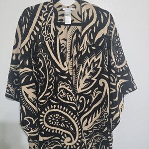 Chico's Black and Cream Paisley Poncho